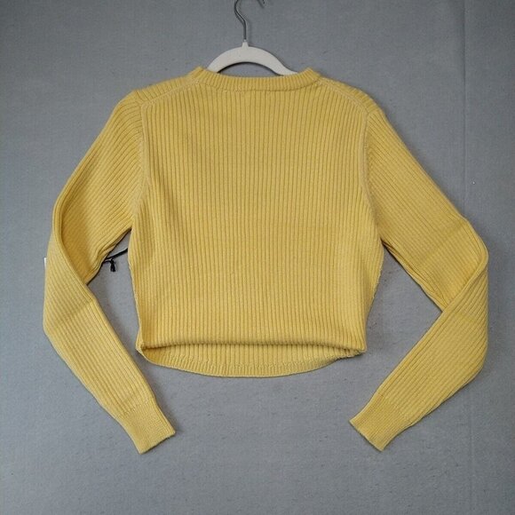 ASTR Astoria Sweater Womens M Sunshine Yellow Cropped Ribbed Knit Layered Chic - Picture 11 of 11